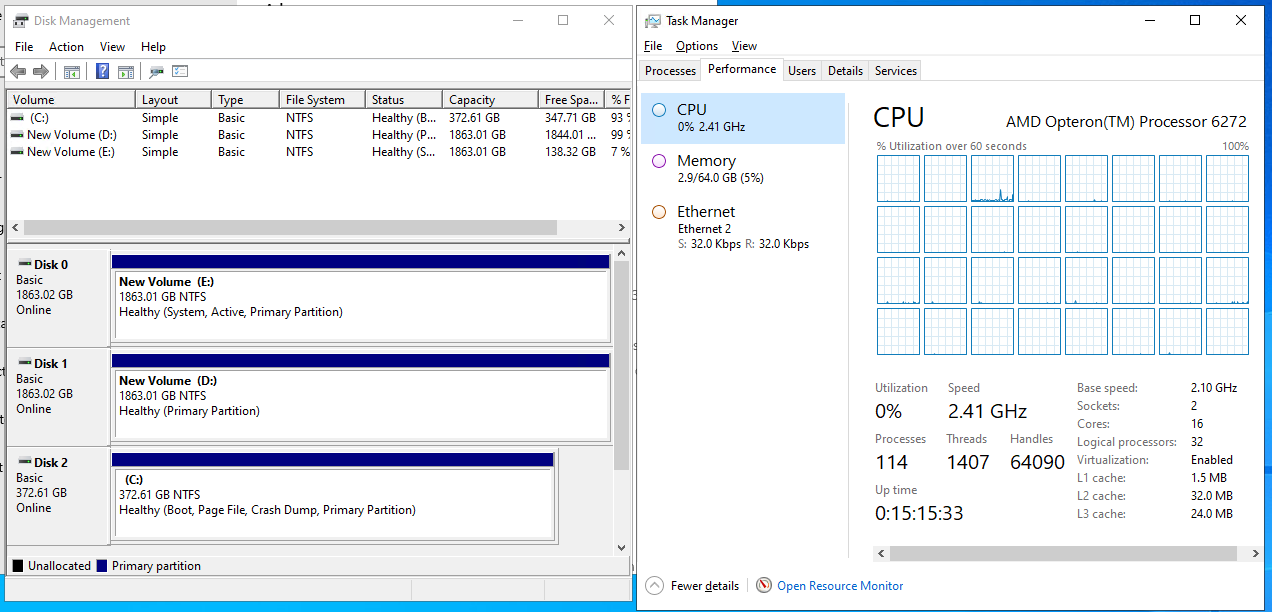 已出 出个unrealservers杜甫 32C 64G 1*400 ssd  2*2t hdd